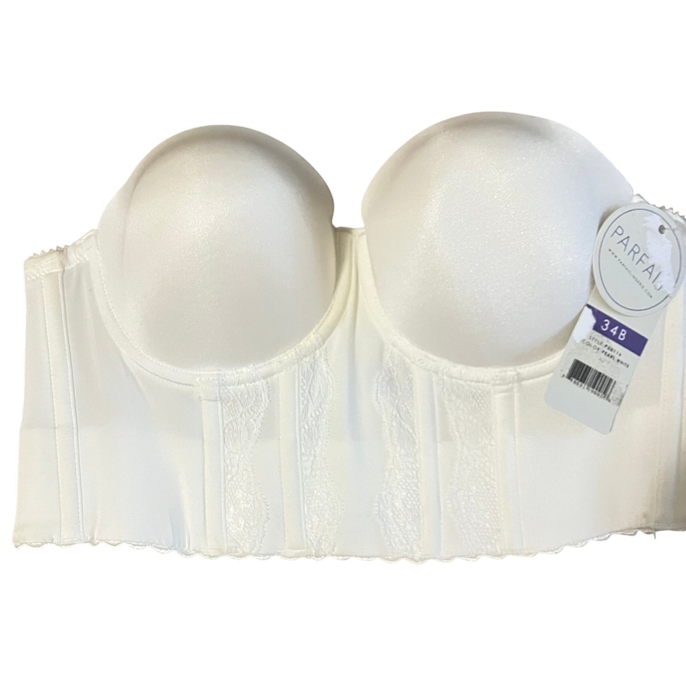 Parfait 34B NWT White Strapless Longline Corset Bra Pearl White - Picture 3 of 10
